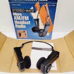 Vtg Realistic Stereo Mate Am/FM Headset Radio WORKS & LOOKS GREAT W/Manual